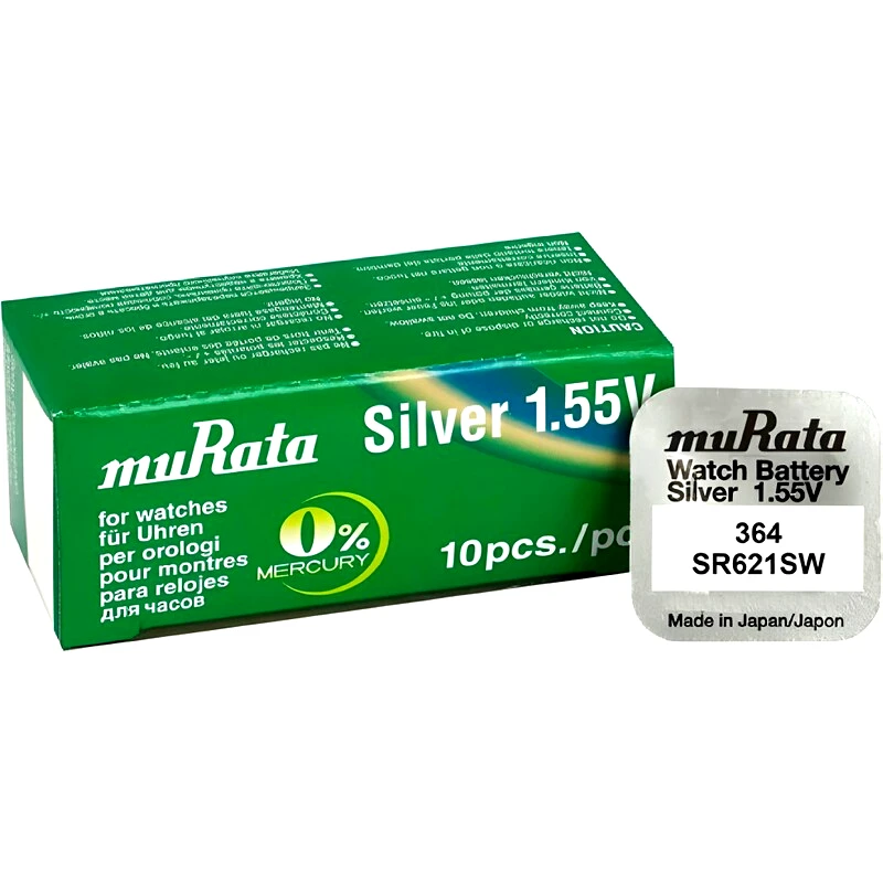 MURATA Μπαταρίες Για Ρολόγια Murata Silver Oxide No364 SR621SW 1.55V 10τμχ