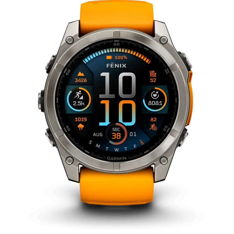 GARMIN Smartwatch Garmin Fenix 8 51mm - Sapphire, Titanium with Spark Orange/Graphite Silicone Band
