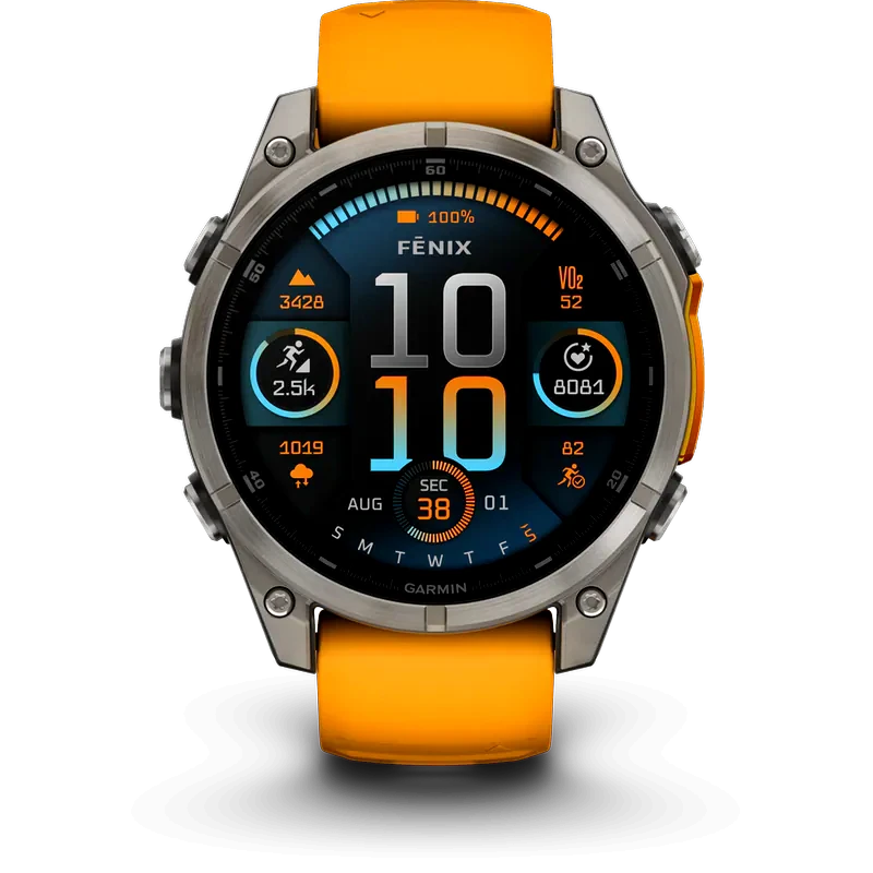 GARMIN Smartwatch Garmin Fenix 8 47mm - Sapphire, Titanium with Spark Orange/Graphite Silicone Band