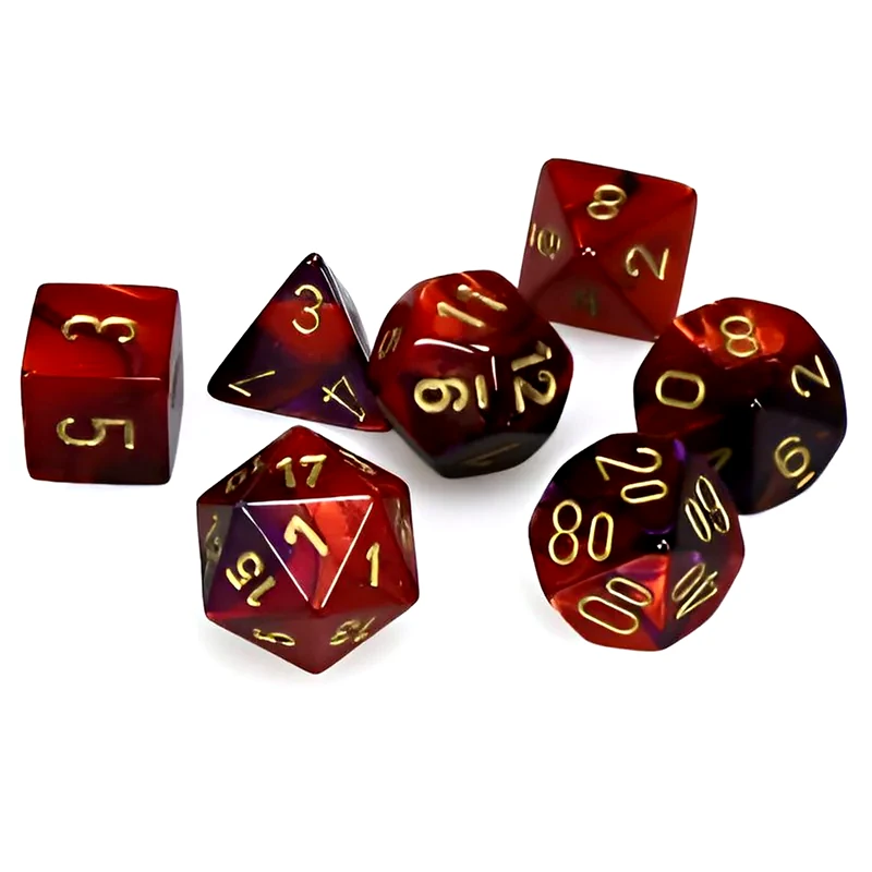 CHESSEX Gemini Purple-red/Gold Mini Polyhedral 7-die Set CHESSEX