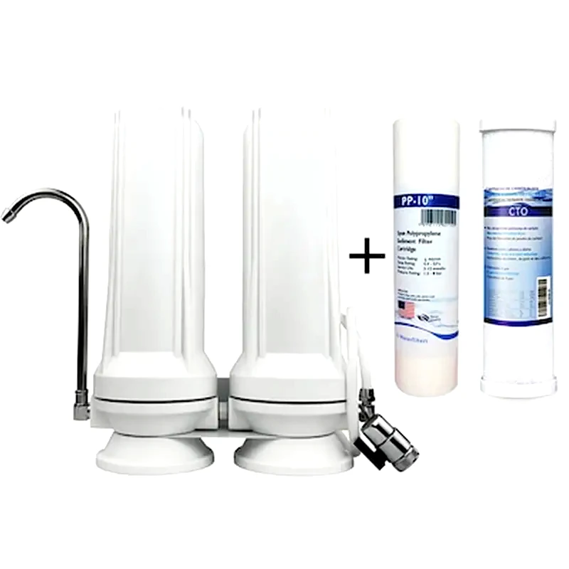 QWATERFILTERS Φίλτρο Άνω Πάγκου Διπλό Με Φίλτρα Κομπλέ