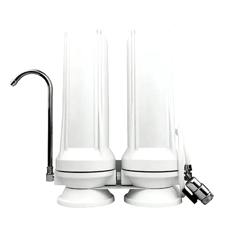 QWATERFILTERS Φίλτρο Άνω Πάγκου Διπλό Με Ανοξείδωτους Συνδέσμους