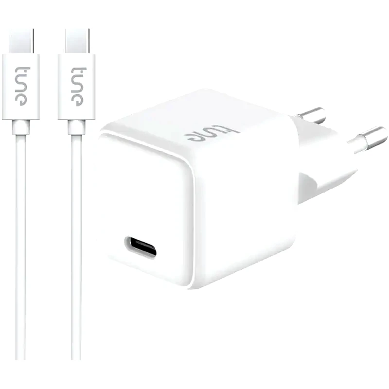 TUNE Φορτιστής Πρίζας Tune USB-C σε USBC 20W 1.5m - White
