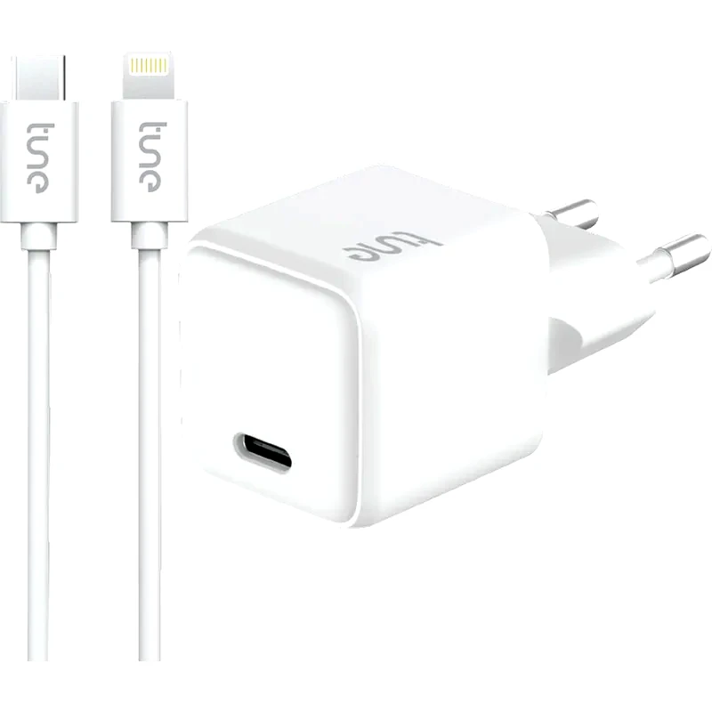 TUNE Φορτιστής Πρίζας Tune USB-C σε Lightning 20W 1.5m - White
