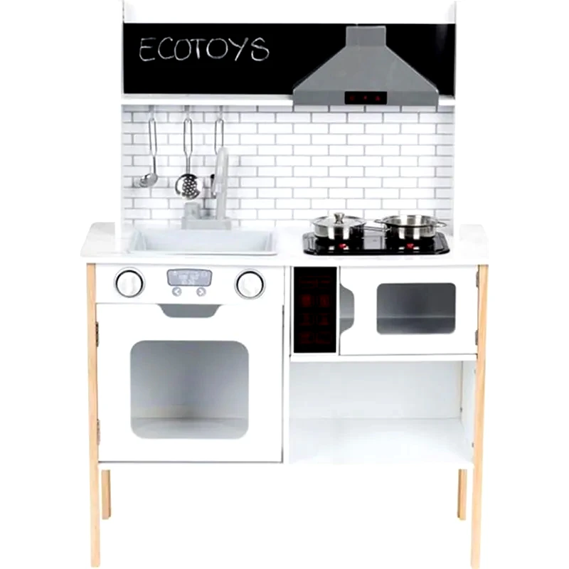 ECOTOYS Ξύλινη Παιδική Ecotoys Plk537 Κουζίνα Με Led Φωτισμό Ήχο - 70x29.5x94.5 cm,