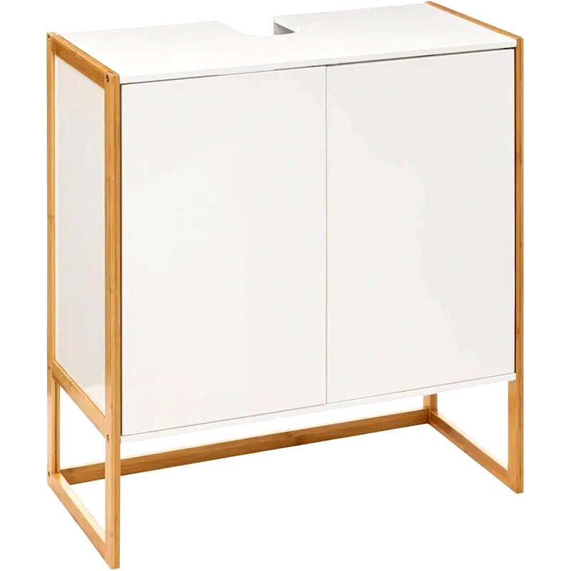 SPITISHOP Ντουλάπι Μπάνιου Νιπτήρα Spitishop F-v Natureo White 174889a από Bamboo/MDF 70x33x80cm - Λευκό/Χρυσό