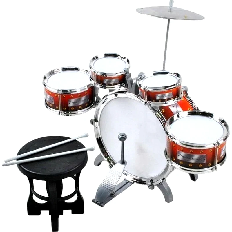 ARIA TRADE Παιδικά Τύμπανα Drums Με Σκαμπό, Μπαγκέτες Και Πιατίνι