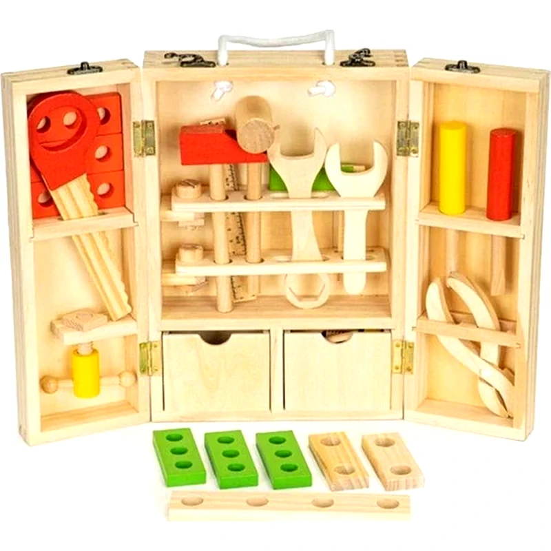 ECOTOYS Παιχνίδι Εcotoys Ξύλινη Εργαλειοθήκη Με 10 Εργαλεία - 20.5x8x30 cm