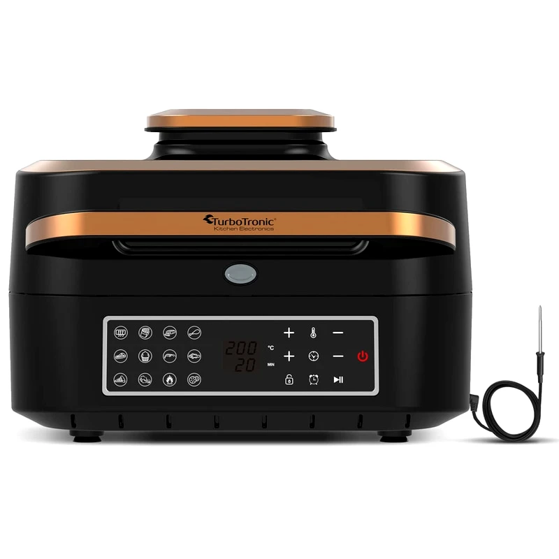 TURBOTRONIC Ψηστιέρα Γκριλιέρα TURBOTRONIC TT-AG700 AIR FRYER GRILL 1800W Μαύρο-Χρυσό