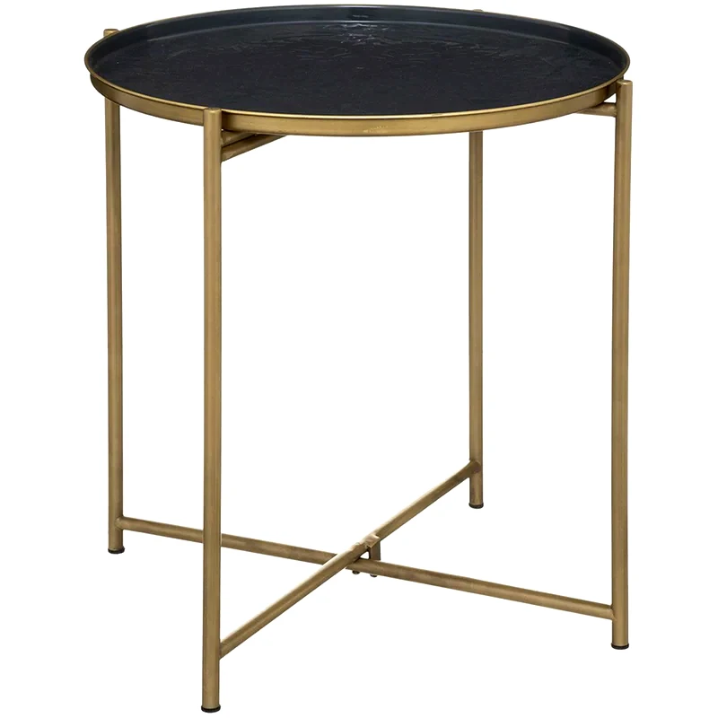 SPITISHOP Τραπεζάκι Σαλονιού Spitishop από Μέταλλο Φ42.7x50.8cm - Μαύρο/Χρυσό