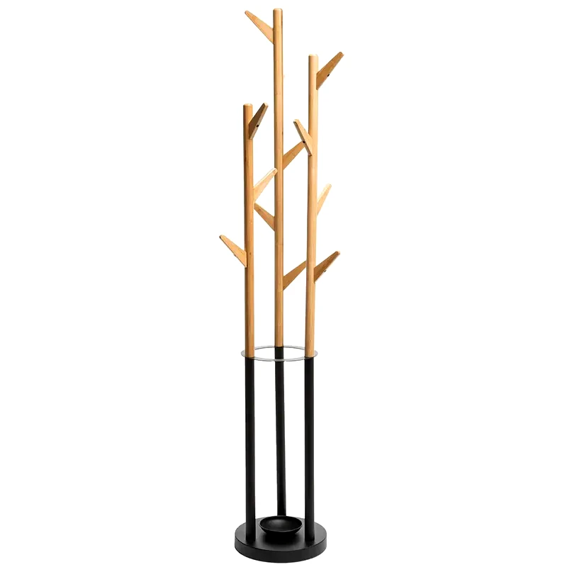 SPITISHOP Καλόγερος Spitishop Bamboo 38x38x174 cm - Μαύρο/Μπεζ