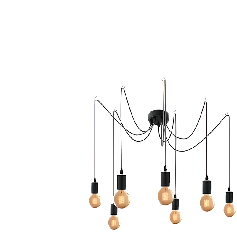 Κρεμαστό Μεταλλικό Φωτιστικό Οροφής Με 7 Προεκτάσεις Σε Μαύρο Χρώμα φωτογραφία