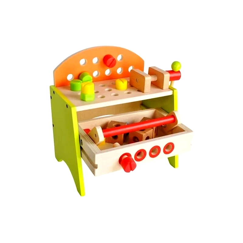 ARIA TRADE Σετ Παιδικός Ξύλινος Πάγκος Εργασίας Με Εργαλειοθήκη 40 Τεμαχίων, 26x16.5x25 Cm