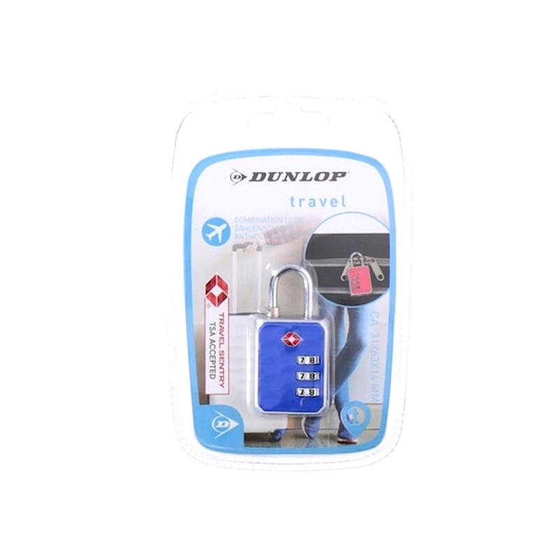 DUNLOP TRAVEL Tsa Λουκέτο Για Αποσκευές Με Κωδικό Ασφαλείας, 3.1x6.3x1.4cm, Dunlop Travel Lock Μπλε