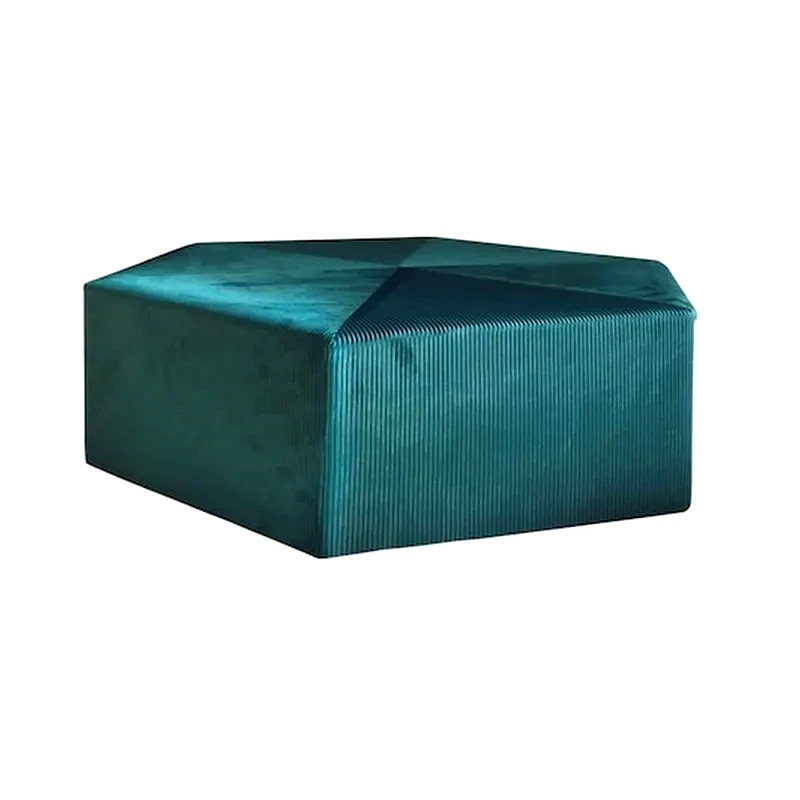ARIA TRADE Πουφ Υφασμάτινο Σχήμα Βελούδινο 75x75x30 cm - Πετρόλ