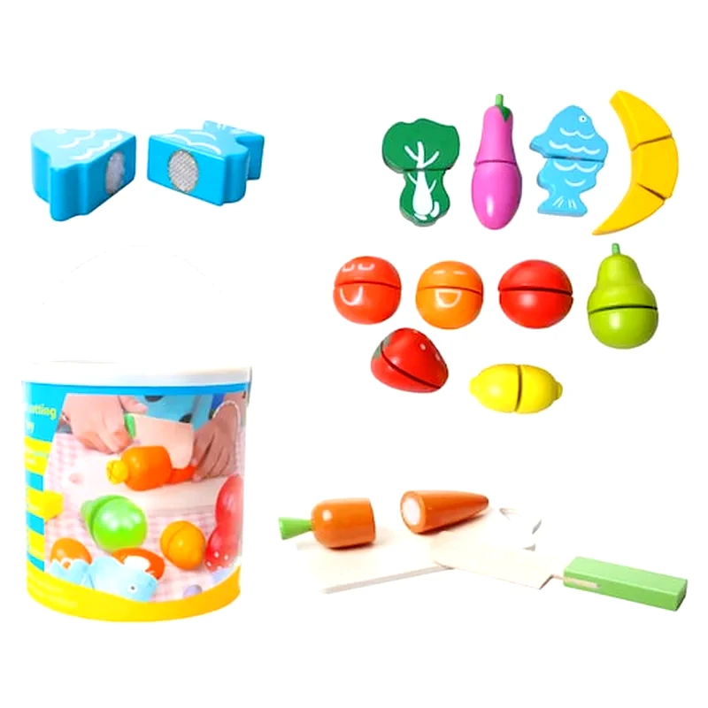 ARIA TRADE Σετ Παιχνίδι Με Λαχανικά Και Φρούτα Διαίρεσης 14 Τεμαχίων, Set Velcro Vegetables