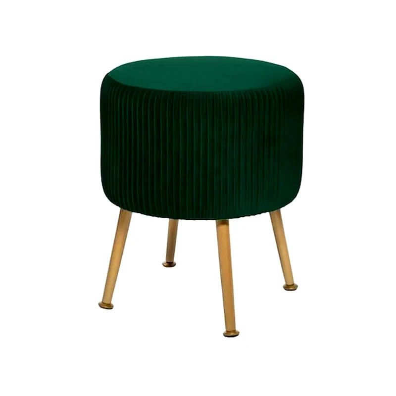 ARIA TRADE Σκαμπό Σαλονιού Με Ξύλινα Πόδια Βελούδινο 35x41.6 cm - Πράσινο