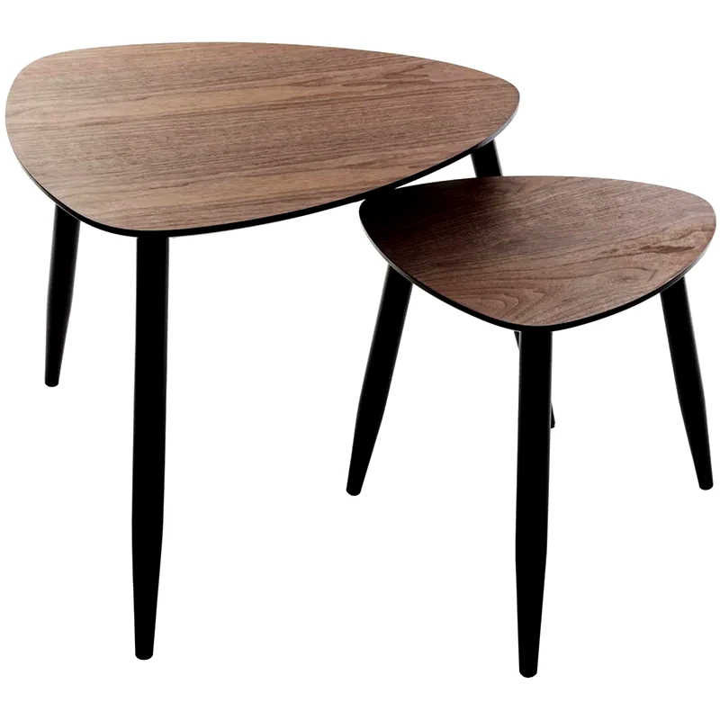 SPITISHOP Σετ Τραπεζάκια Σαλονιού Spitishop A-s Mileo από Ξύλο Walnut 166640 2 Τμχ - Καφέ