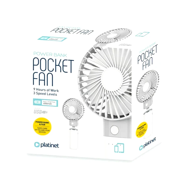 PLATINET Powerbank Ανεμθστήρας Platinet 4.000 mAh - Λευκό