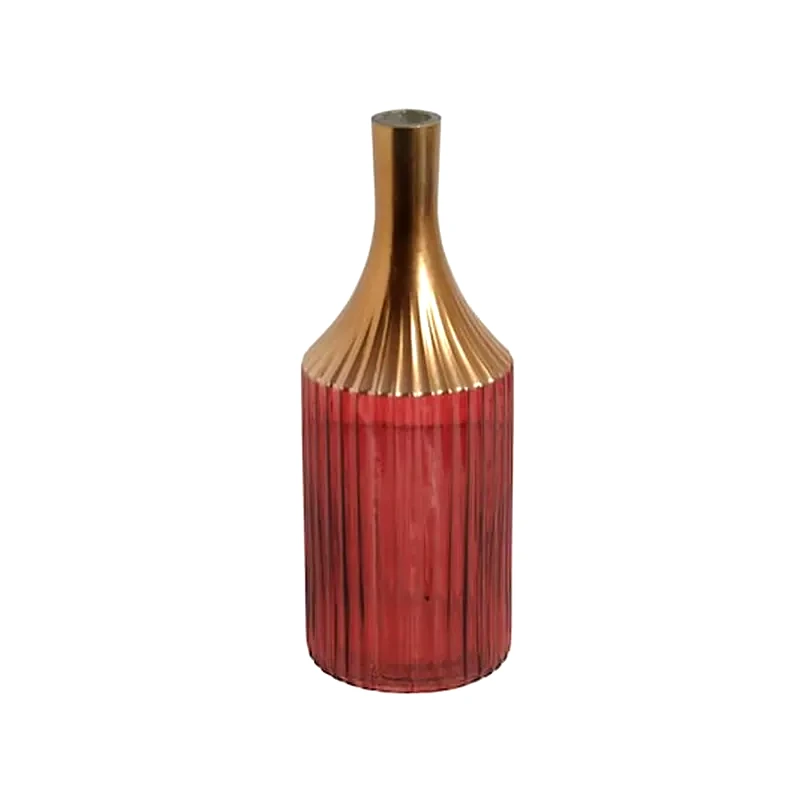 ARIA TRADE Διακοσμητικό Bάζο Aria Trade Γυάλινο 13x35 cm - Κόκκινο Χρυσό