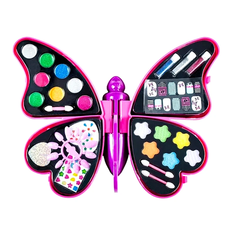 ARIA TRADE Παιδική Παλέτα Μακιγιάζ Make Up Με Σκιές Και Lip Gloss Σε Σχήμα Πεταλούδας, 34x27 Cm, Make Up Kit