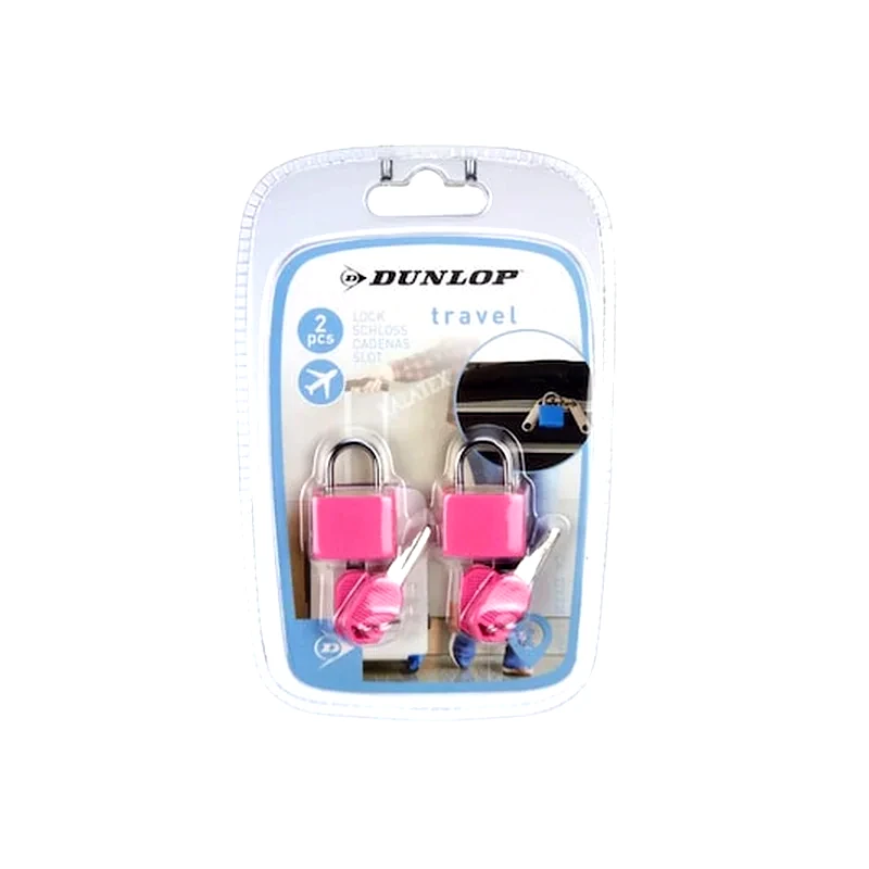 DUNLOP TRAVEL Σετ 2 Τεμαχίων Tsa Λουκέτα Για Αποσκευές Με Κλειδί, 22x33x10mm, Dunlop Travel Lock Ροζ