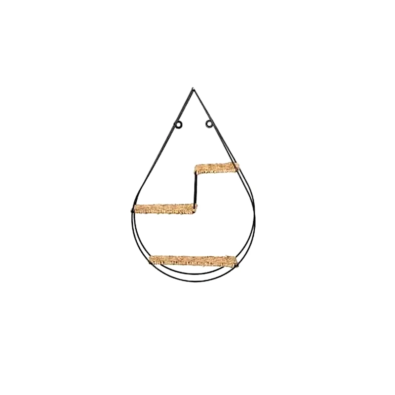 ARIA TRADE Μεταλλική Ραφιέρα Τοίχου σε Σχήμα Σταγόνας ARIA TRADE με 3 Ράφια 32x10x50.6 cm - Μαύρο/Καφέ