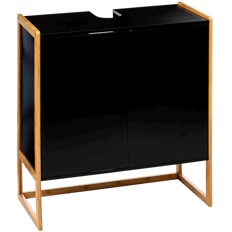 SPITISHOP Ντουλάπι Μπάνιου Νιπτήρα Spitishop F-v Natureo Black 174889b από Bamboo/MDF 70x33x80cm - Μαύρο/Χρυσό