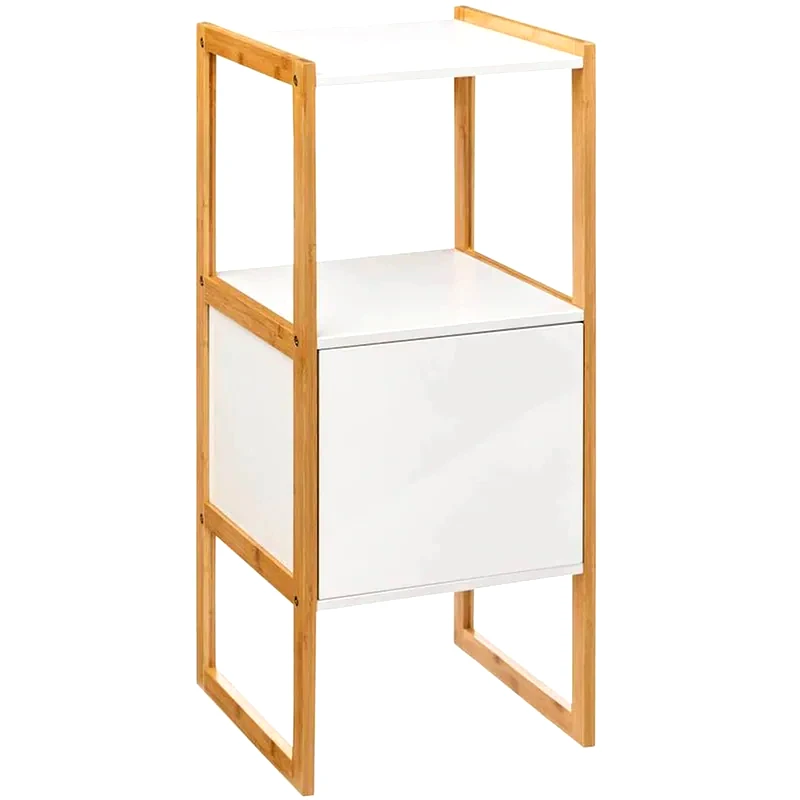 SPITISHOP Ντουλάπι Μπάνιου Με Ράφι Spitishop F-v Natureo White 174894a από Bamboo/MDF 33x33x80cm - Λευκό/Χρυσό