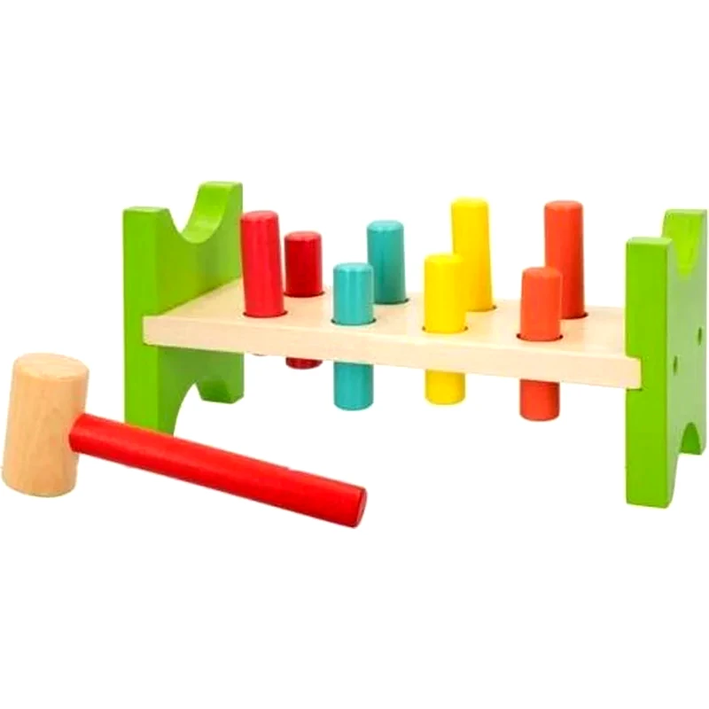 ARIA TRADE Βρεφικό Παιχνίδι Aria Trade Ξύλινος Πάγκος Με Καρφώματα Σφυράκι - 27x10x13cm