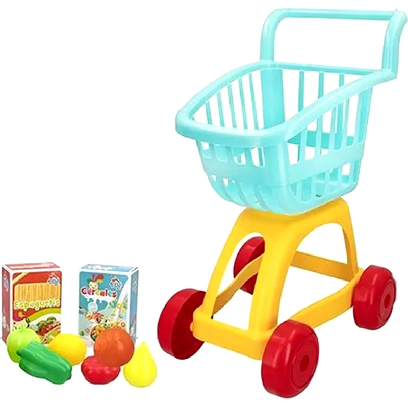 ARIA TRADE Σετ Παιδικό Aria Trade Καρότσι Τρόλεϊ Supermarket 9 Τμχ - 29.5x29x39.5 cm