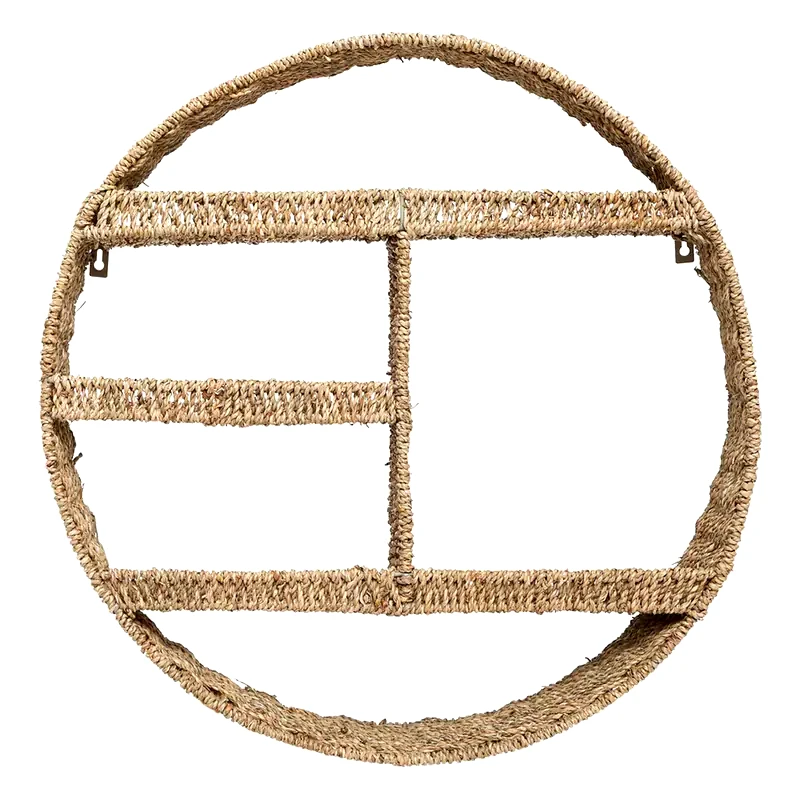 SPITISHOP Ραφιέρα Spitishop από Ψάθα 58x12.5x58 cm - Καφέ