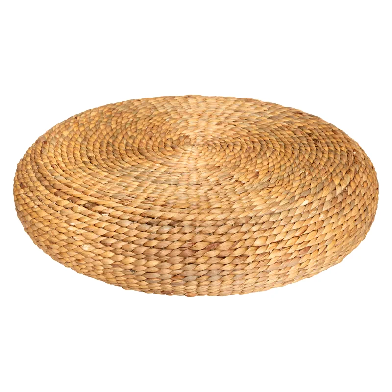 SPITISHOP Πουφ Spitishop Ψάθινο 55x55x14 cm - Kαφέ