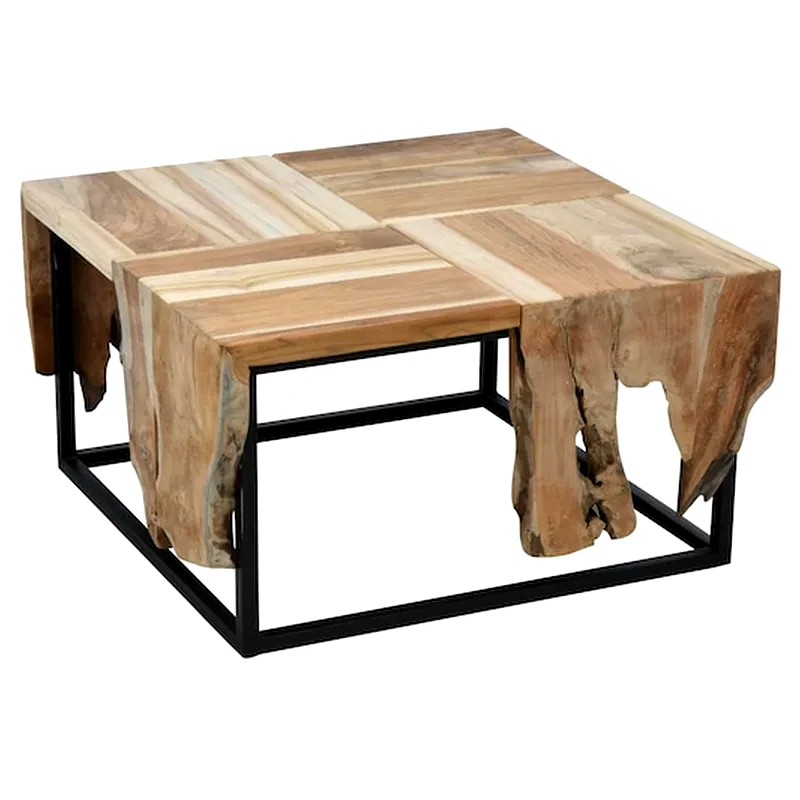 ARIA TRADE Τραπεζάκι Σαλονιού Aria Trade από Ξύλο Teak 65x65x45cm - Καφέ