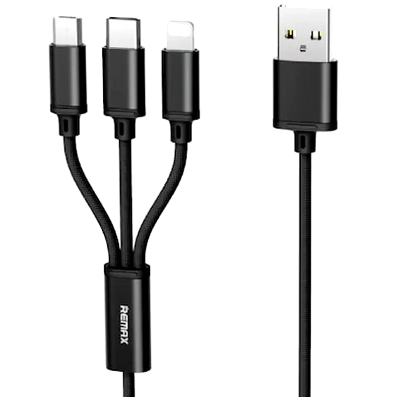 SONY Σετ Καλωδίων Remax Gition RC-131th Braided Usb to Lightning/Usb-C/micro USB 2.8A 1.15m - Black