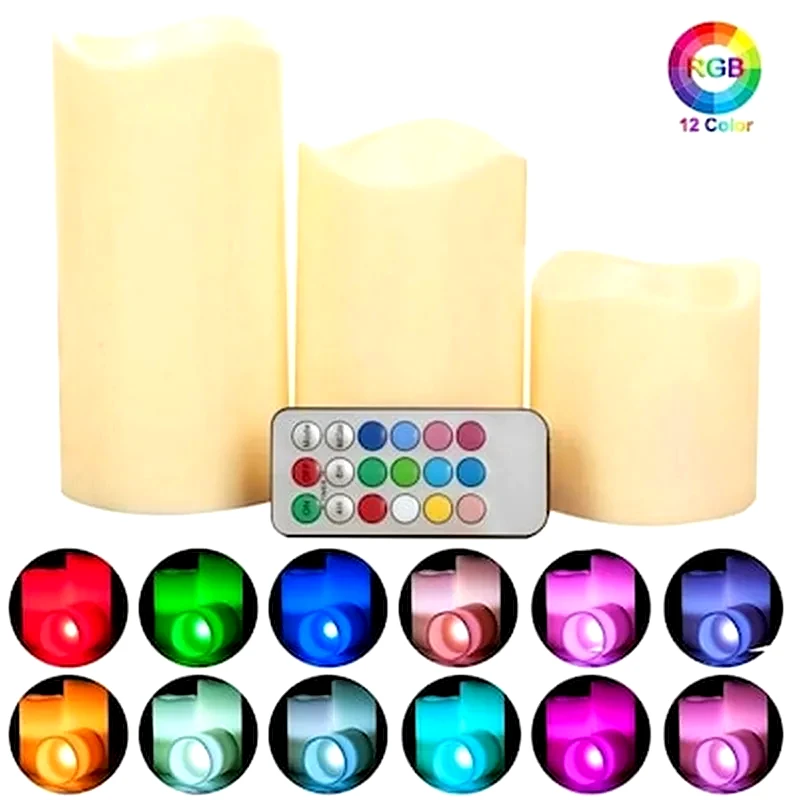 OEM Διακοσμητικά Αληθινά Κεριά Σετ 12 Led Rgb Με Τηλεχειριστήριο Εσωτερικού Χώρου - Βανίλια