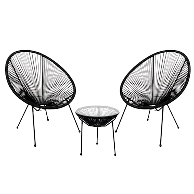 WOODWELL Acapulco Set Τραπ 2 Πολ Μετ Μαύρo Plastic Rattan Μαύρο