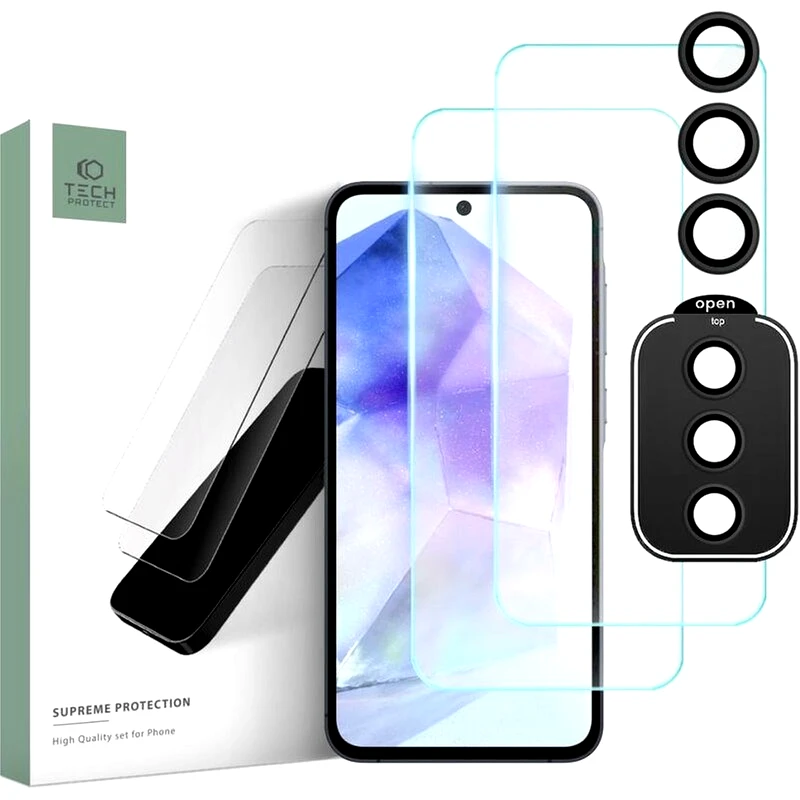 TECH-PROTECT Σετ Προστατευτικό οθόνης καμερών Samsung Galaxy A55 - Tech-Protect Supreme Set 0.3 mm 9H