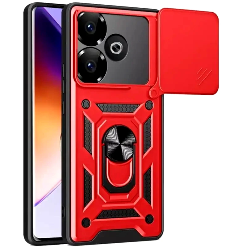 Θήκη Xiaomi Poco F6 - Bodycell Armor Slide με Καλύμμα Κάμερας και Ring Holder - Red φωτογραφία