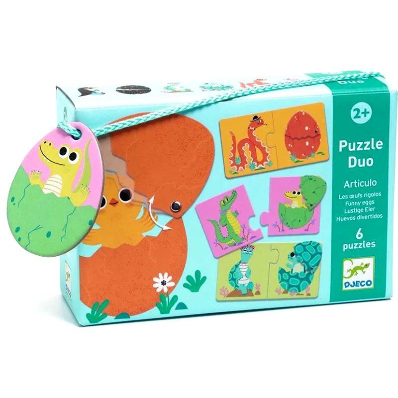 DJECO Djeco 12 Παζλ Με 2 Κομμάτια Με Εφέ Κίνησης Το Ζωάκι Και Το Αυγό Του