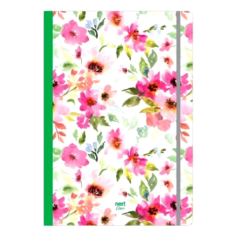 NEXT Τετράδιο Next 2 Θεμάτων 80Φ Flexi Λάστιχο Trends Flowers 21x29εκ.