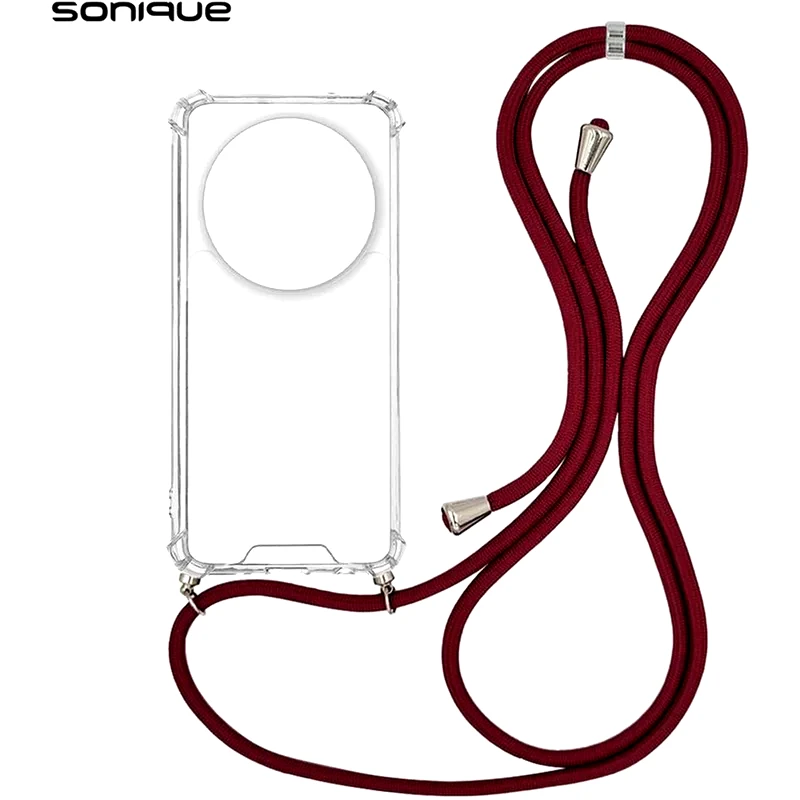 Θήκη Xiaomi Xiaomi 14 Ultra - Sonique Armor Σιλικόνης Με Κορδόνι Μπορντό - Clear φωτογραφία