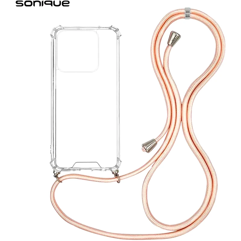 SONIQUE Θήκη Σιλικόνης Με Κορδόνι Sonique Armor Clear Xiaomi Xiaomi 14 Ροζ Σατινέ
