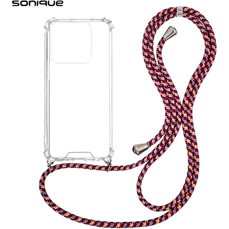 SONIQUE Θήκη Σιλικόνης Με Κορδόνι Sonique Armor Clear Xiaomi Xiaomi 14 Rainbow Μπορντό