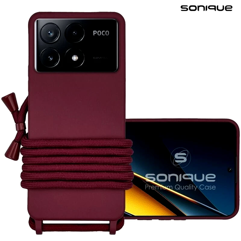 SONIQUE Θήκη Xiaomi Poco X6 Pro 5G - Sonique Carryhang Σιλικόνης Με Κορδόνι Μπορντό - Μπορντό