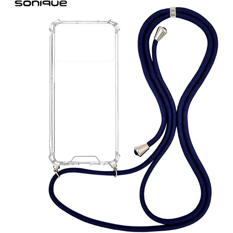 Θήκη Xiaomi Poco X6 Pro 5G - Sonique Armor Σιλικόνης Με Κορδόνι Μπλε Σκούρο - Clear φωτογραφία
