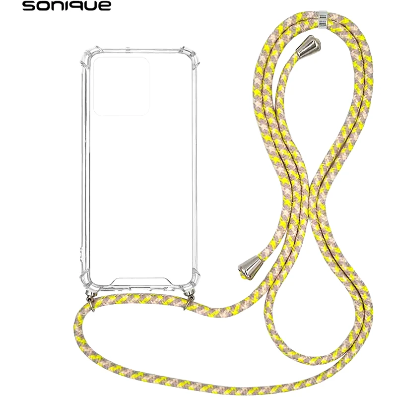 SONIQUE Θήκη Realme C51/ Realme C53 - Sonique Armor Σιλικόνη Με Κορδόνι Rainbow Κιτρινο - Clear