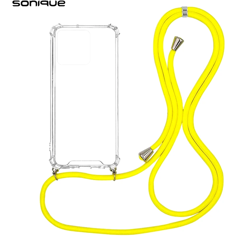 SONIQUE Θήκη Realme C51/ Realme C53 - Sonique Armor Σιλικόνη Με Κορδόνι Κίτρινο - Clear