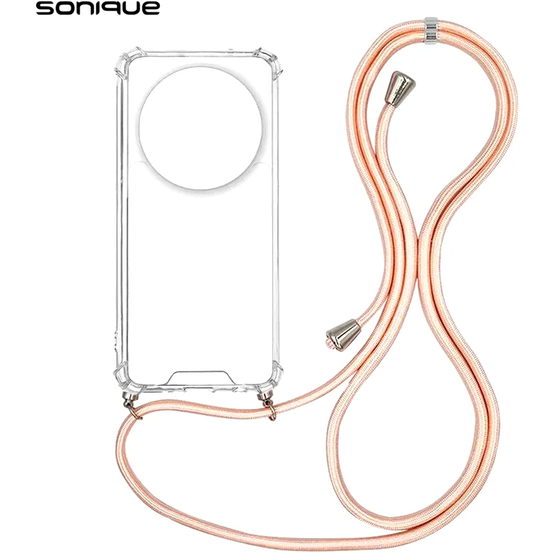 Θήκη Σιλικόνης Με Κορδόνι Sonique Armor Clear Xiaomi Xiaomi 14 Ultra Ροζ Σατινέ φωτογραφία