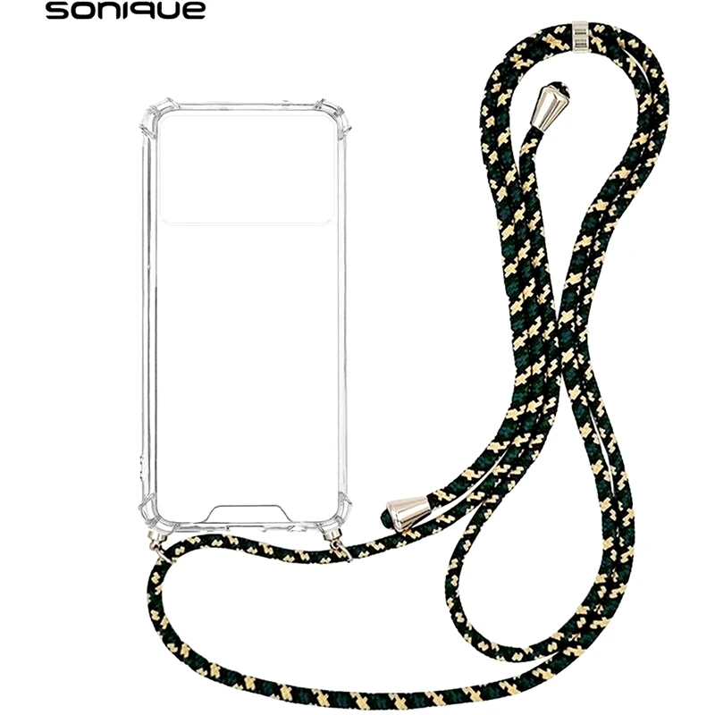 Θήκη Xiaomi Poco X6 Pro 5G - Sonique Armor Σιλικόνης Με Κορδόνι Rainbow Πράσινο - Clear φωτογραφία